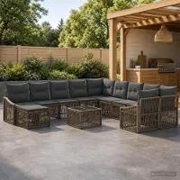 Prolenta Maison Exclusive - Ensemble de canapés de jardin, 12 pièces, gris, en résine tressée