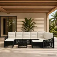 Prolenta Maison Exclusive - Ensemble de canapés de jardin, 10 pièces, 9 places, noir, en résine tressée (poly-rattan)