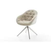 DELIFE Chaise-pivotante Gaio-Flex tissu tissé doux beige pied croisé large acier inoxydable pivotement sur 360° fonction bascule