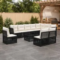 Prolenta Maison Exclusive - Ensemble de canapés de jardin, 11 pièces, 10 places, en résine tressée noire