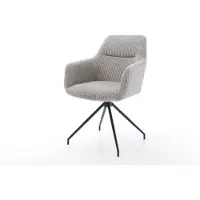 DELIFE Chaise-de-salle-à-manger Pejo-Flex côtelé gris argenté pied croisé conique noir ressorts ensachés