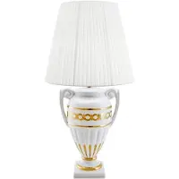 Casa Padrino Baroque Lampe de table Blanc / Or Ø 40 x H. 75 cm - Lampe de salon en céramique de style baroque