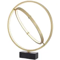 Casa Padrino Luxus LED Tischlampe Antik Messing / Schwarz Ø 70 x H. 79 cm - Lampe de table design à intensité variable avec socle en marbre - Collection de luxe