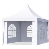 TOOLPORT Tente pagode 3x3m montage simple et rapide, avec fenêtres, bâche PVC 700, blanc