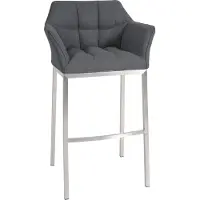 CLP Tabouret de bar Damaso E - feutre, acier inoxydable, structure à 4 pieds - Gris