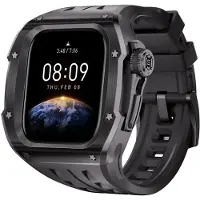 Wigento Pour Apple Watch Series 10 46 mm : bracelet en silicone haut de gamme avec boîtier métallique