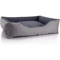 BedDog Lit Pour Chien Teddy,Canapé,Coussin, Panier Corbeille Lavable Avec Bordure [Xl Env. 100x85cm, Rock-Flow (Gris/Gris)]