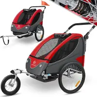 Kesser Remorque pour enfants, remorque vélo pivotante à 360°, avec suspension, 2 en 1 (peut être e comme poussette), pour 1 à 2 enfants