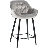 CLP Tabouret de bar Gibson - revêtement en velours, pieds en métal noir - Gris