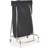Casselin Support de sac poubelle en inox Frein Roulettes pivotantes Caoutchouc Pince 80 -110 L , Contenu:110L