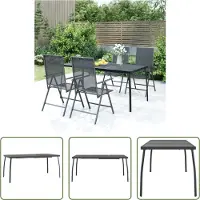 The Living Store Table de jardin anthracite 165x80x72 cm Grille en acier