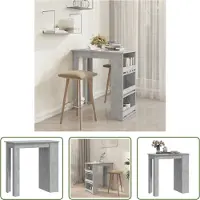 The Living Store Table de bar avec étagère gris béton 102x50x103,5 cm