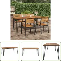 The Living Store Table de jardin pieds de table en épingle à cheveux 180x90x75 cm Acacia massif