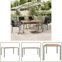 The Living Store Table de jardin avec plateau en bois Gris Poly rotin & bois massif Acacia