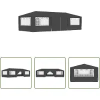 The Living Store Tente de réception professionnelle avec parois latérales 4×9 m Anthracite 90 g/m