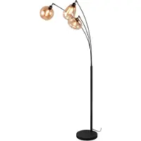 TRIO Lampadaire 3 abat-jours en verre couleur ambre, hauteur 200 cm