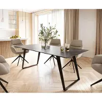 DELIFE Table-à-manger Edge 200x100 céramique Laminam noir desir brun métal oblique noir