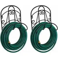 BAYLI Support de tuyau de jardin en fonte, modèle 2, dimensions 30 x 37 cm, couleur noire. Support mural pour tuyau de jardin, décoration pour jardin, terrasse, garage, atelier, remise