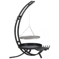 Casa Padrino Barbecue pivotant de luxe en métal noir / argenté 80 x 70 x H. 190 cm
