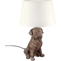 Gilde Tischleuchte, Mops, Mops, Kunstharz, dunkelbraun, VE 1, D. 24 cm Höhe: 52.00 cm Durchmesser: 24.00 cm 58020