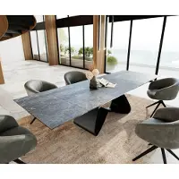 DELIFE Table à manger Edge 200-300x100 céramique LaminamNero Greco gris cadre en W noir extensible