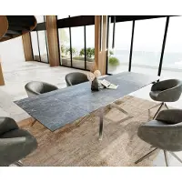 DELIFE Table à manger Edge 200-300x100 céramique LaminamNero Greco gris cadre croisé rectangulaire acier inoxydable extensible