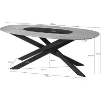 MASSIVMOEBEL24.DE MASSIVMOEBEL24 | Table à Manger ovale en bois d'Acacia 200x100x76 naturel laqué / pieds Mikado carrés noirs
