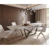 DELIFE Table à manger Edge 300x100 céramique Minas mélange blanc-beige Spider acier plat acier inoxydable