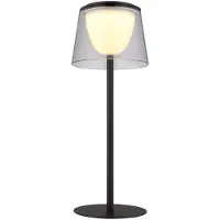 Globo Lampe de table LED, intérieur/extérieur, fumée, variateur tactile, H 34 cm