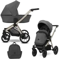 Kunert BRAV Poussette 2en1 en anthracite avec cadre champagne et roues en gel pour le confort et le style