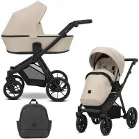 Kunert Poussette 2en1 BRAV grise avec cadre noir, roues grises et design moderne