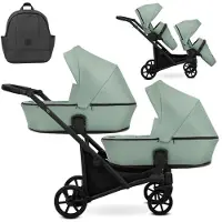 Kunert BRAV DUO 2in1 Poussette double en rose avec roues jaunes et cadre noir
