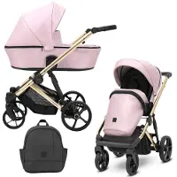 Kunert ARIZO PREMIUM 2in1 Poussette éco-cuir rose avec cadre doré - Design écologique