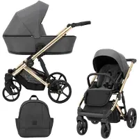 Kunert Poussette Arizo Premium 2en1 anthracite avec châssis doré - légère, élégante et polyvalente