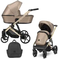 Kunert ARIZO PREMIUM 2in1 Poussette éco-cuir marron/cappuccino avec châssis doré et accessoires