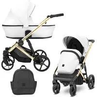 Kunert ARIZO PREMIUM 2in1 Poussette éco-cuir blanche avec cadre doré - Design écologique et confort