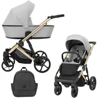 Kunert Poussette Arizo Premium 2en1 grise avec châssis doré - légère, élégante et polyvalente