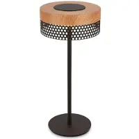 Briloner BOOHA Lampe de table LED sans fil IP44, dimmable, tactile, batterie, protection contre les projections d'eau, noir bois, Ø16 x 35 cm