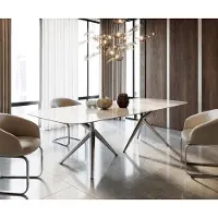 DELIFE Table à manger Edge Boot 270x120 Céramique Iris FMG Onice Grigio Estelar rond Acier inoxydable