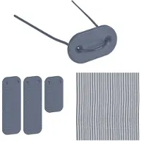 Relaxdays Système de fixation pour brise-vue , 52 fils et plaquettes de fixation, kit de fixation pour brise-vue, gris