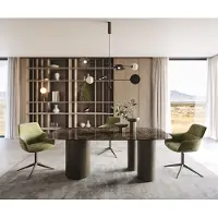 DELIFE Table de salle à manger Edge Boot Céramique Emperador Extra Lucidato Brun foncé 200x100 Troa Métal finition effet Titane