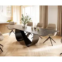 DELIFE Table à manger Edge 300x100 Céramique Laminam Nero Greco Anthracite Infinity Métal Noir