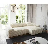 DELIFE Canapé d'angle Sirpio XL 270x170 cm velours côtelé Beige Recamière variable