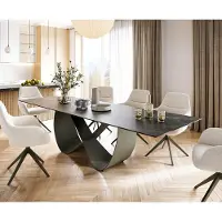 DELIFE Table à manger Edge 300x100 Céramique Laminam Noir Desir Marron Infinity Métal Effet Titane
