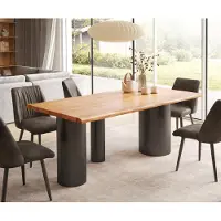 DELIFE Table à manger Edge 200x100 acacia naturee Troa métal noir Live-Edge