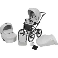 Kunert Romantic 2in1 poussette éco-cuir argent avec AIR WHEELS et cadre noir