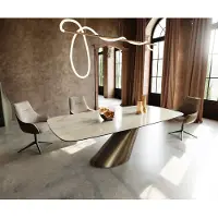 DELIFE Table à manger Edge Boot 240x120 céramique Iris FMG Onice Oro Cono métallique doré