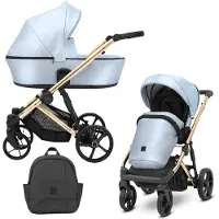 Kunert Arizo Premium 2in1 Poussette éco-cuir bleue avec châssis noir