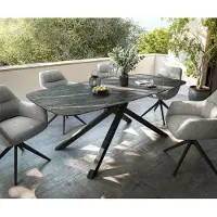 DELIFE Table d’extérieur Edge Boot 200x100 cm céramique Laminam Noir Desir brun piètement croisé rectangulaire noir