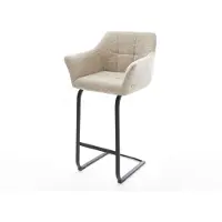 DELIFE Chaise-de-bar Yulo-Flex Tissu tissé doux Beige Pied cantilever plat noir Noir